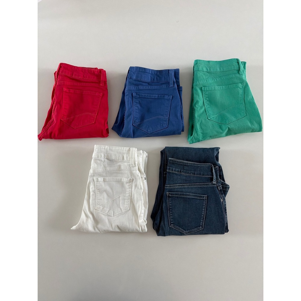 Lot of 5 NYDJ Jeans Womens 2 Clarissa Ankle Marilyn Straight Legging Multi Color